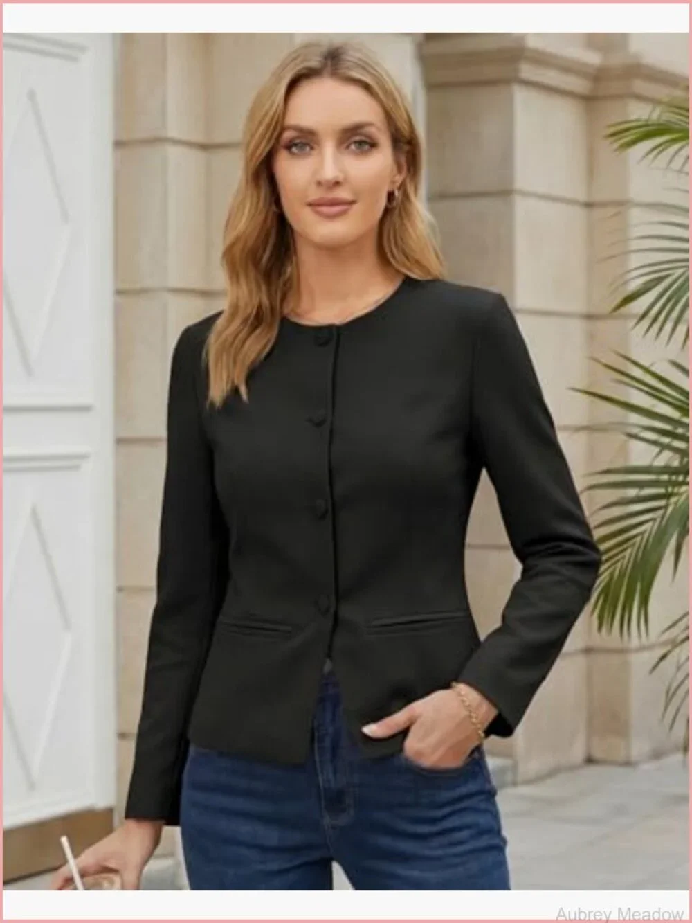 Women's Professional Blazer, Adjustable Cinched Waist Fitted Office Jacket